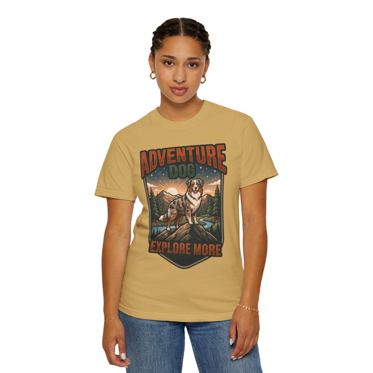 Color: Mustard | Adventure Dog Unisex Garment-Dyed Tee