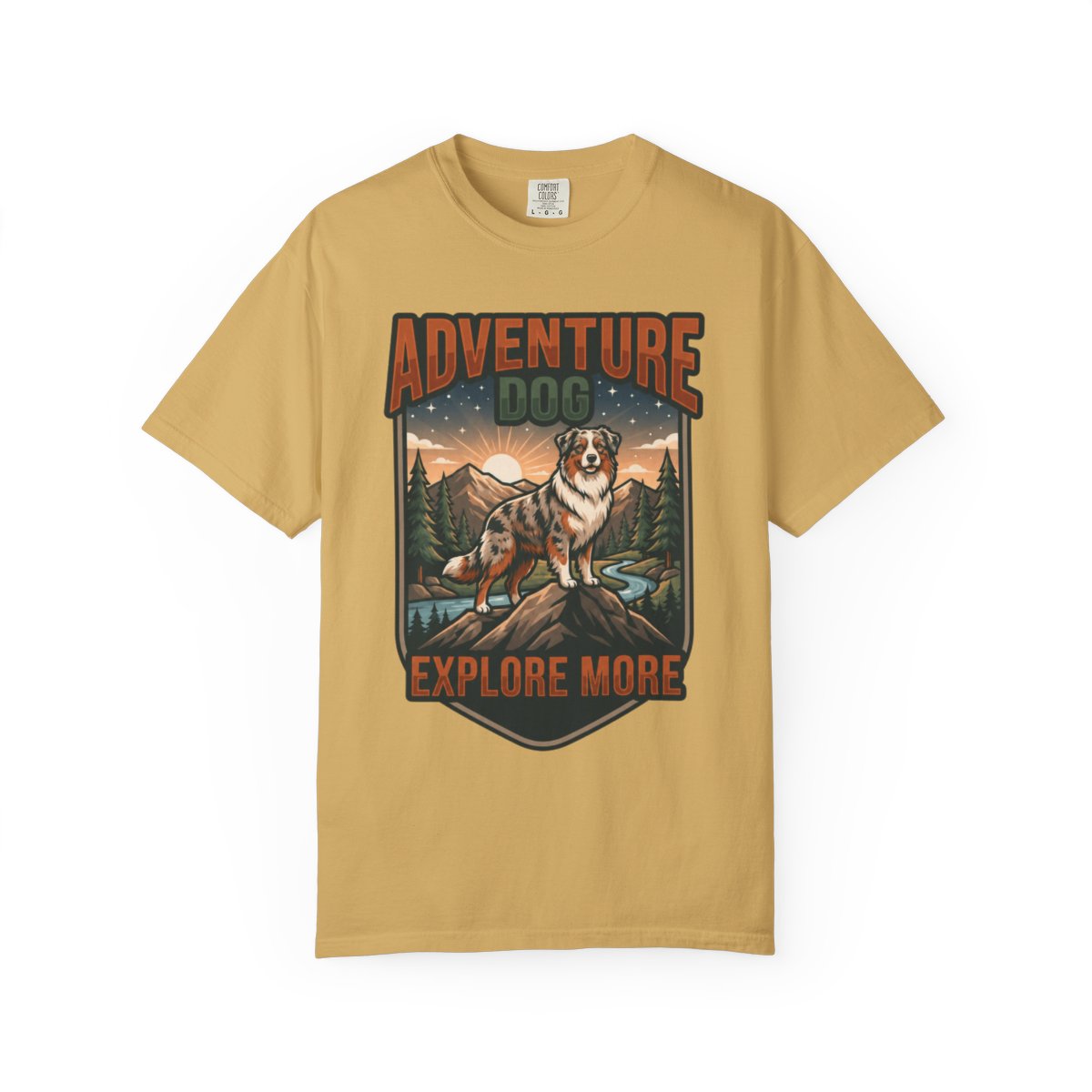Color: Mustard | Adventure Dog Unisex Garment-Dyed Tee
