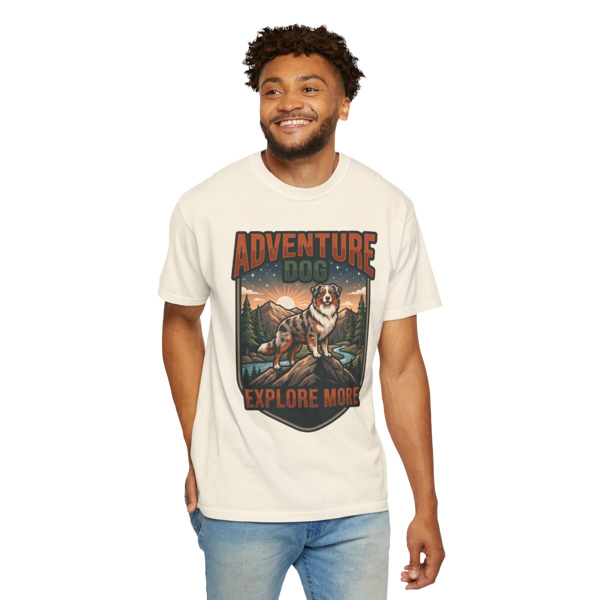 Color: Ivory | Adventure Dog Unisex Garment-Dyed Tee