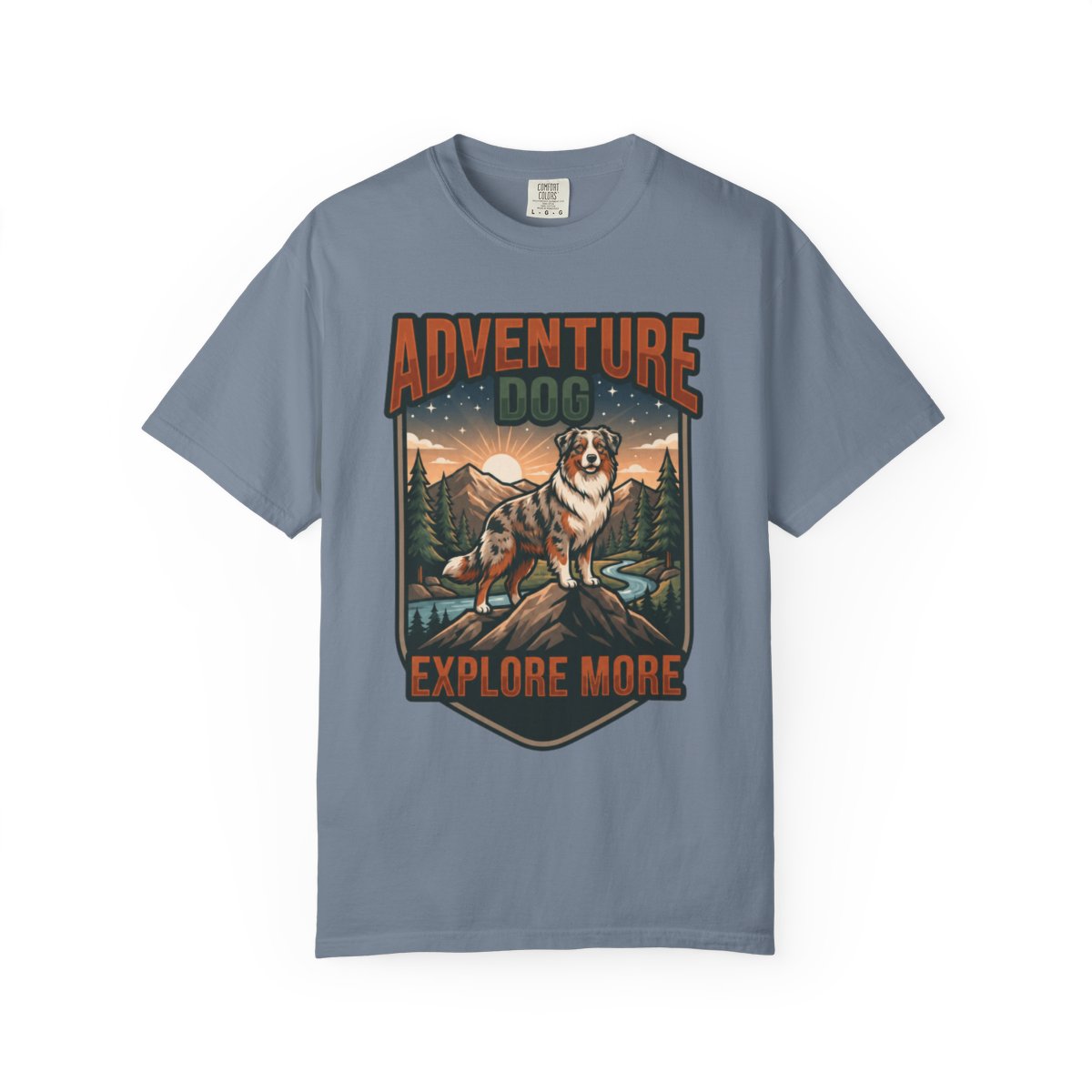 Color: Blue Jean | Adventure Dog Unisex Garment-Dyed Tee