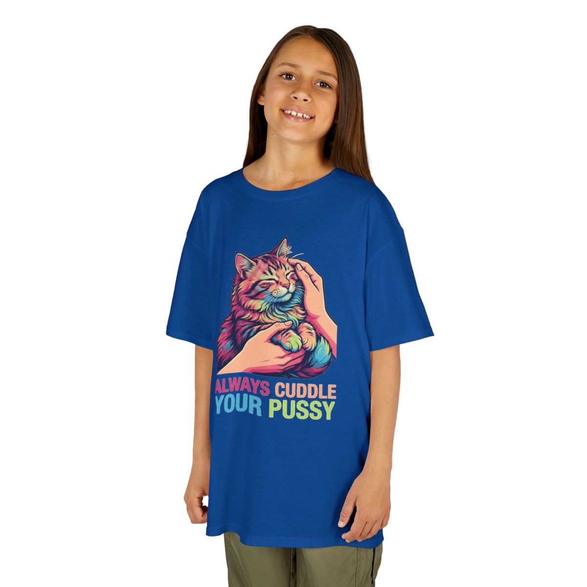 Color: Royal | Always Cuddle Your Pussy Kids Tee