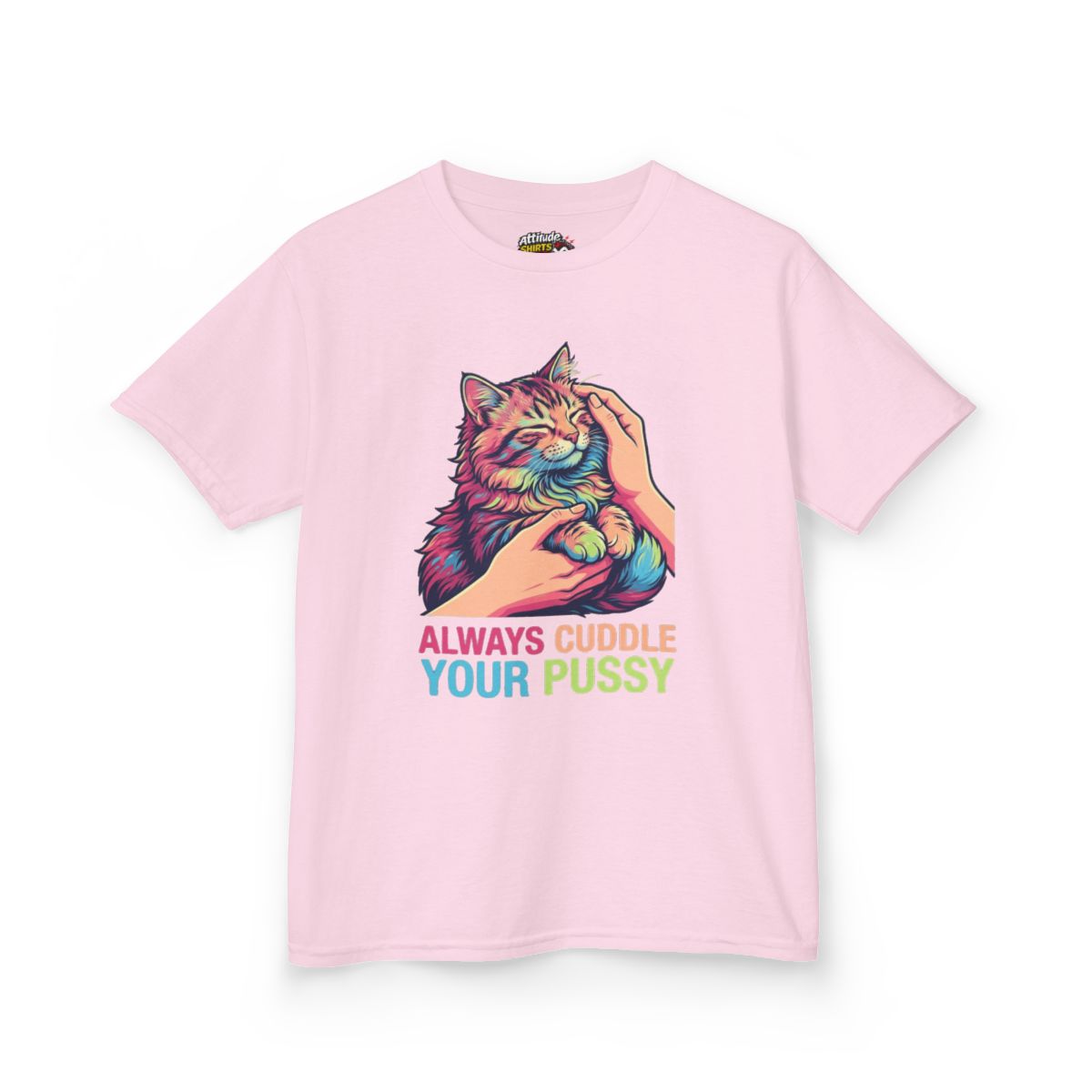 Color: Light Pink | Always Cuddle Your Pussy Kids Tee
