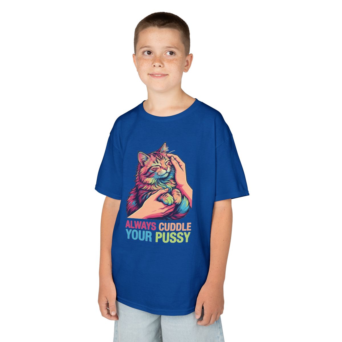 Color: Royal | Always Cuddle Your Pussy Kids Tee