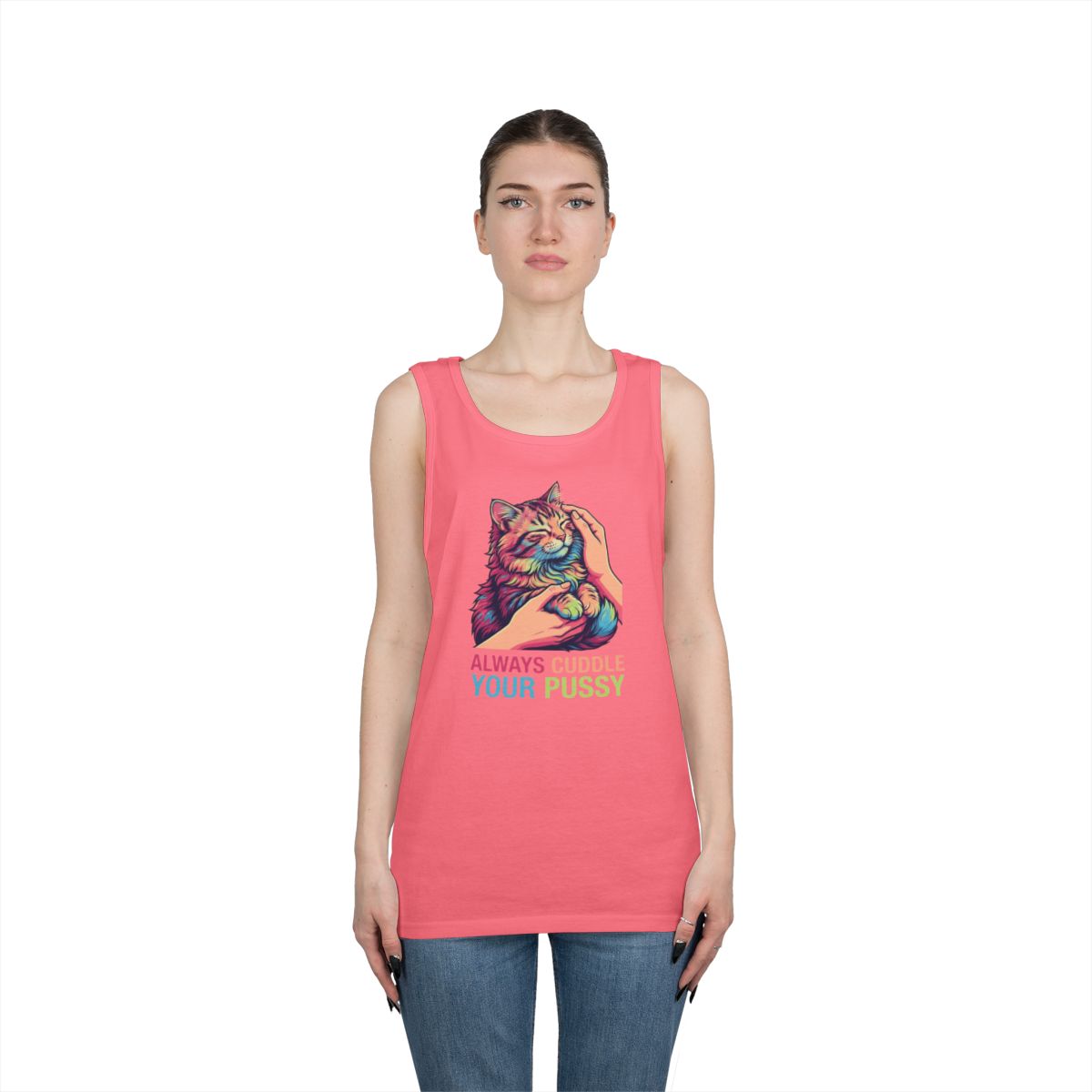 Color: Safety Pink | Always Cuddle Your Pussy Tank Top