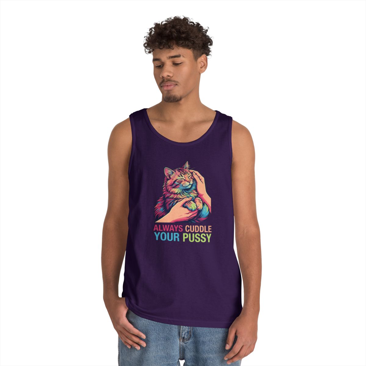 Color: Purple | Always Cuddle Your Pussy Tank Top