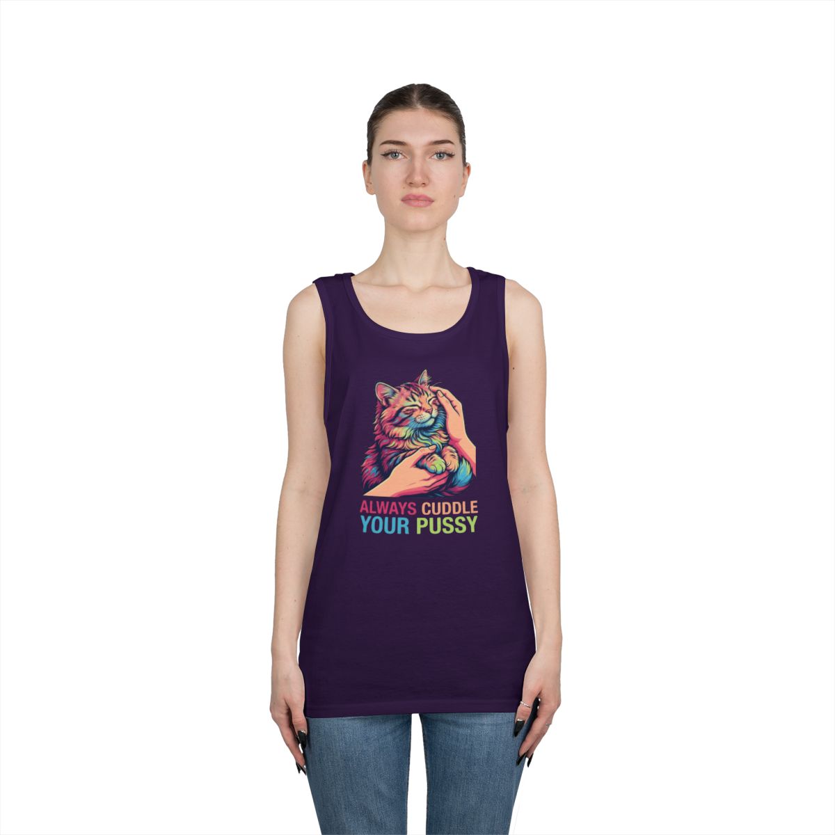 Color: Purple | Always Cuddle Your Pussy Tank Top