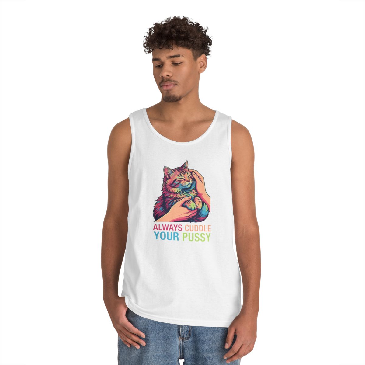 Color: White | Always Cuddle Your Pussy Tank Top