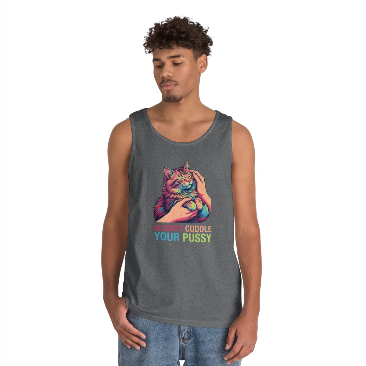 Color: Graphite Heather | Always Cuddle Your Pussy Tank Top