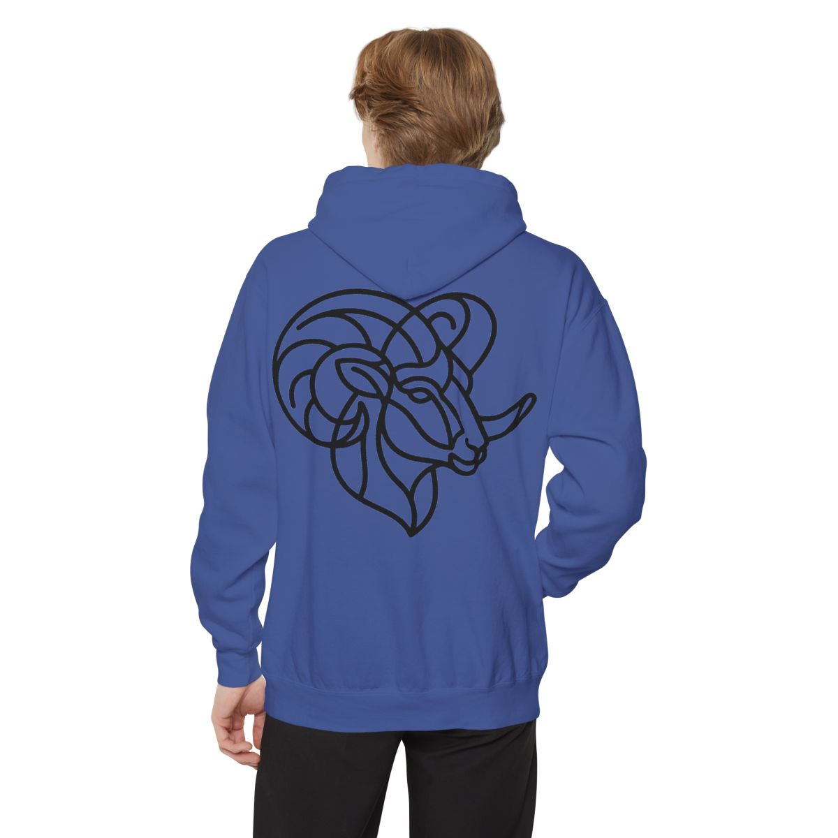 Color: Flo Blue | Aries The Minimalist Ram Garment-Dyed Hoodie