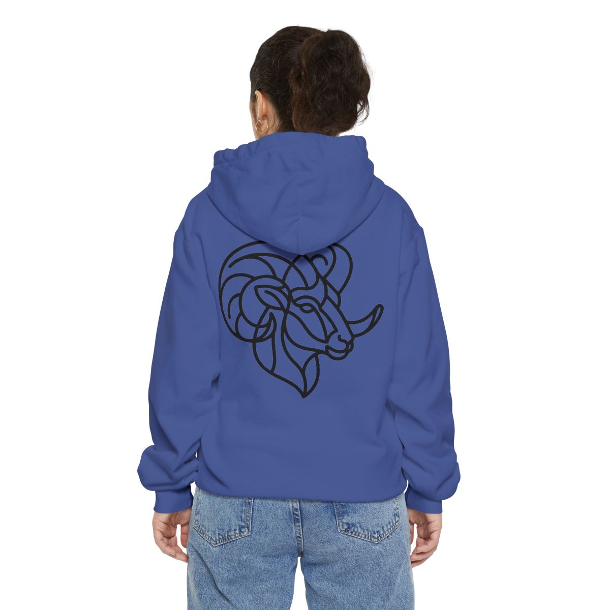 Color: Flo Blue | Aries The Minimalist Ram Garment-Dyed Hoodie