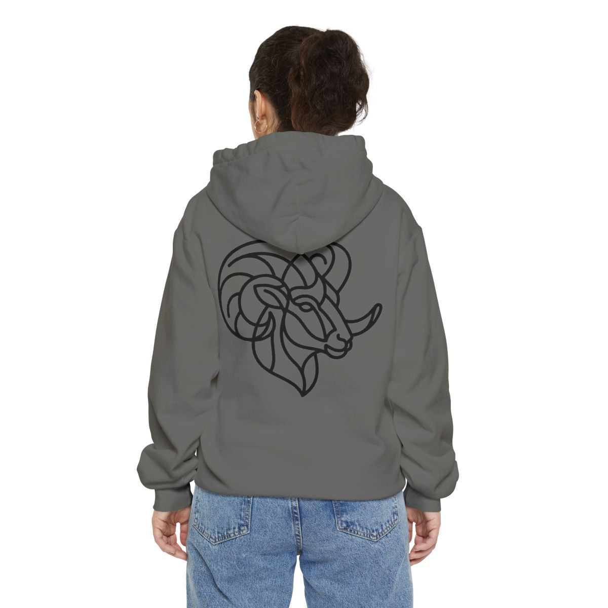 Color: Grey | Aries The Minimalist Ram Garment-Dyed Hoodie