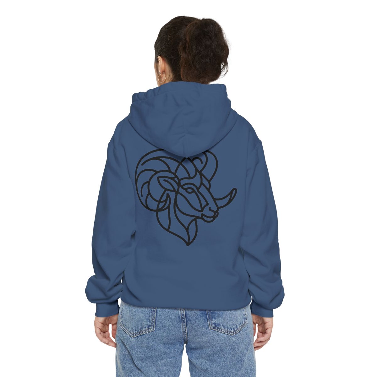 Color: True Navy | Aries The Minimalist Ram Garment-Dyed Hoodie