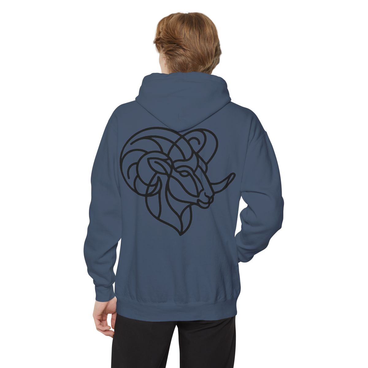 Color: Denim | Aries The Minimalist Ram Garment-Dyed Hoodie