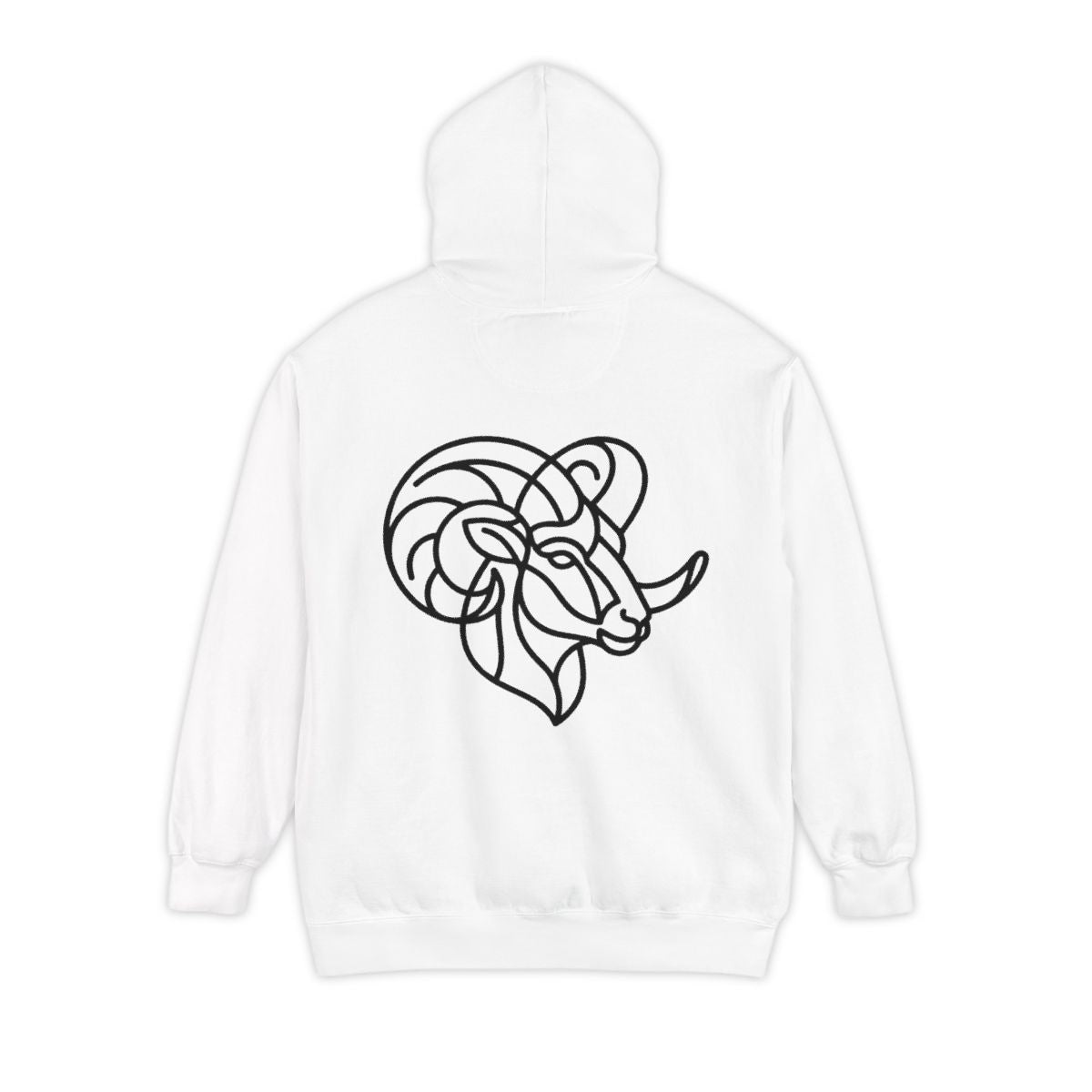 Color: White | Aries The Minimalist Ram Garment-Dyed Hoodie