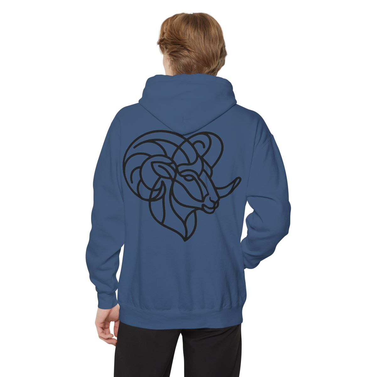 Color: True Navy | Aries The Minimalist Ram Garment-Dyed Hoodie