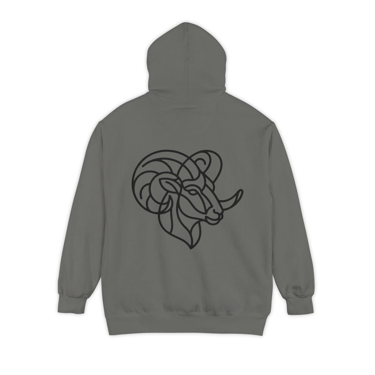 Color: Grey | Aries The Minimalist Ram Garment-Dyed Hoodie