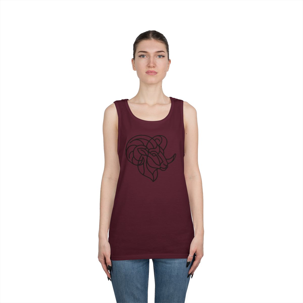Color: Maroon | Aries The Minimalist Ram Tank Top