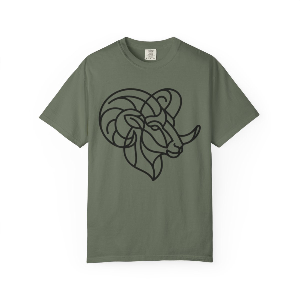 Color: Moss | Aries The Minimalist Ram Unisex Garment-Dyed Tee