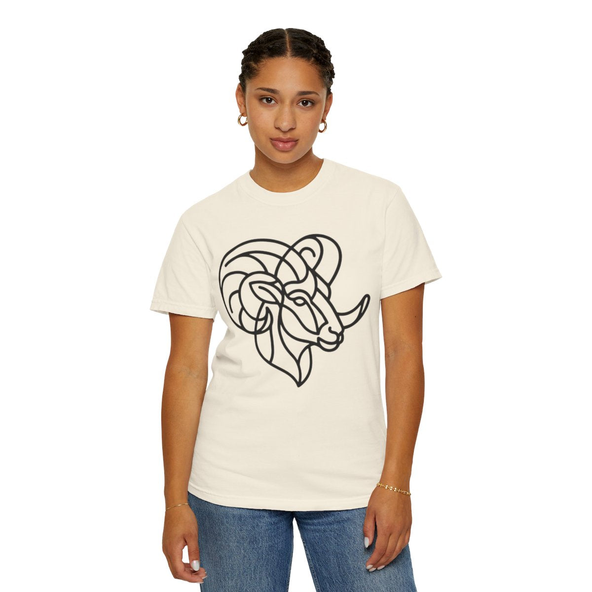 Color: Ivory | Aries The Minimalist Ram Unisex Garment-Dyed Tee