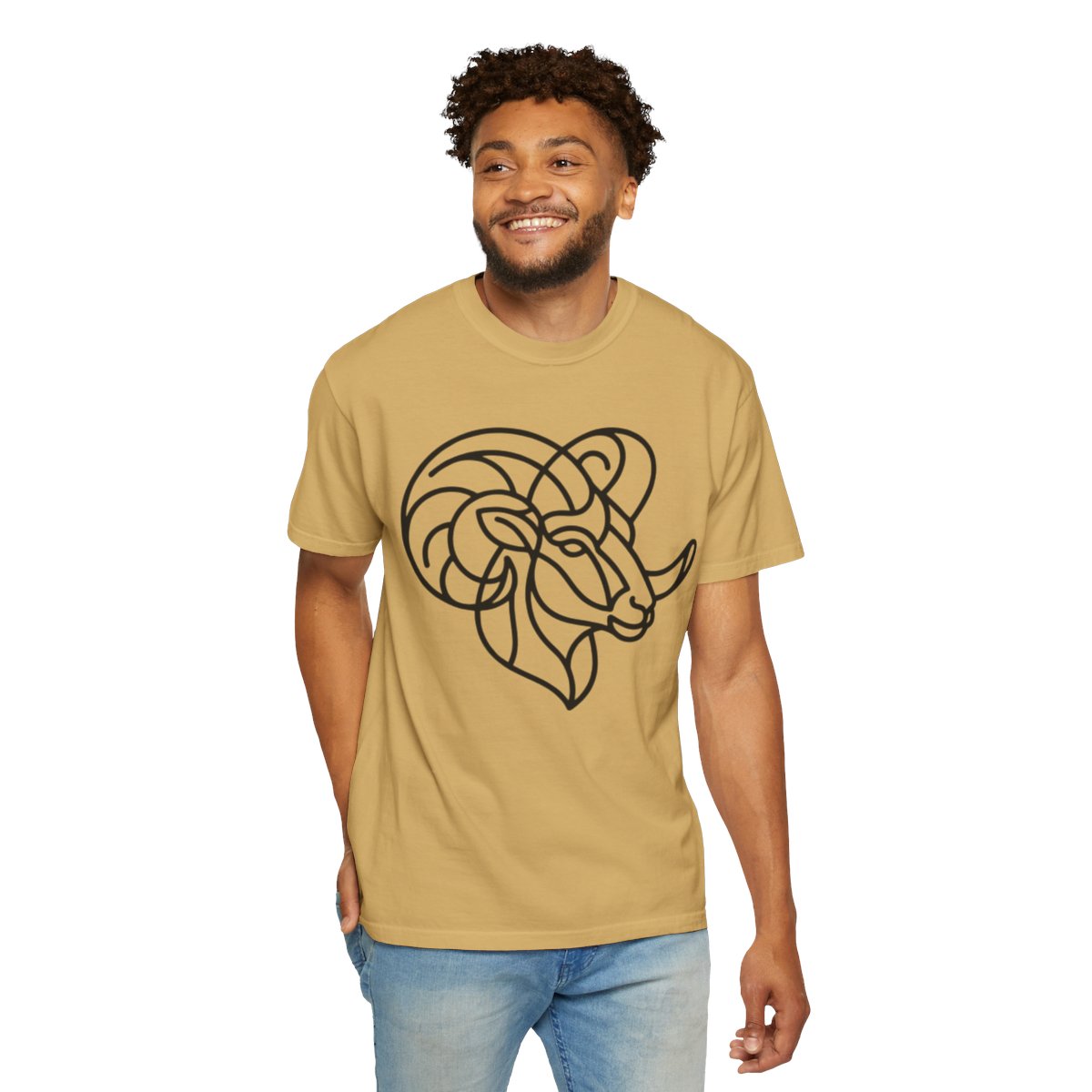 Color: Mustard | Aries The Minimalist Ram Unisex Garment-Dyed Tee