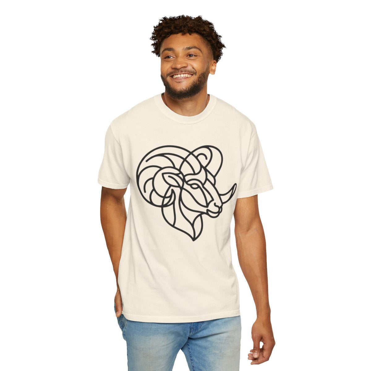 Color: Ivory | Aries The Minimalist Ram Unisex Garment-Dyed Tee