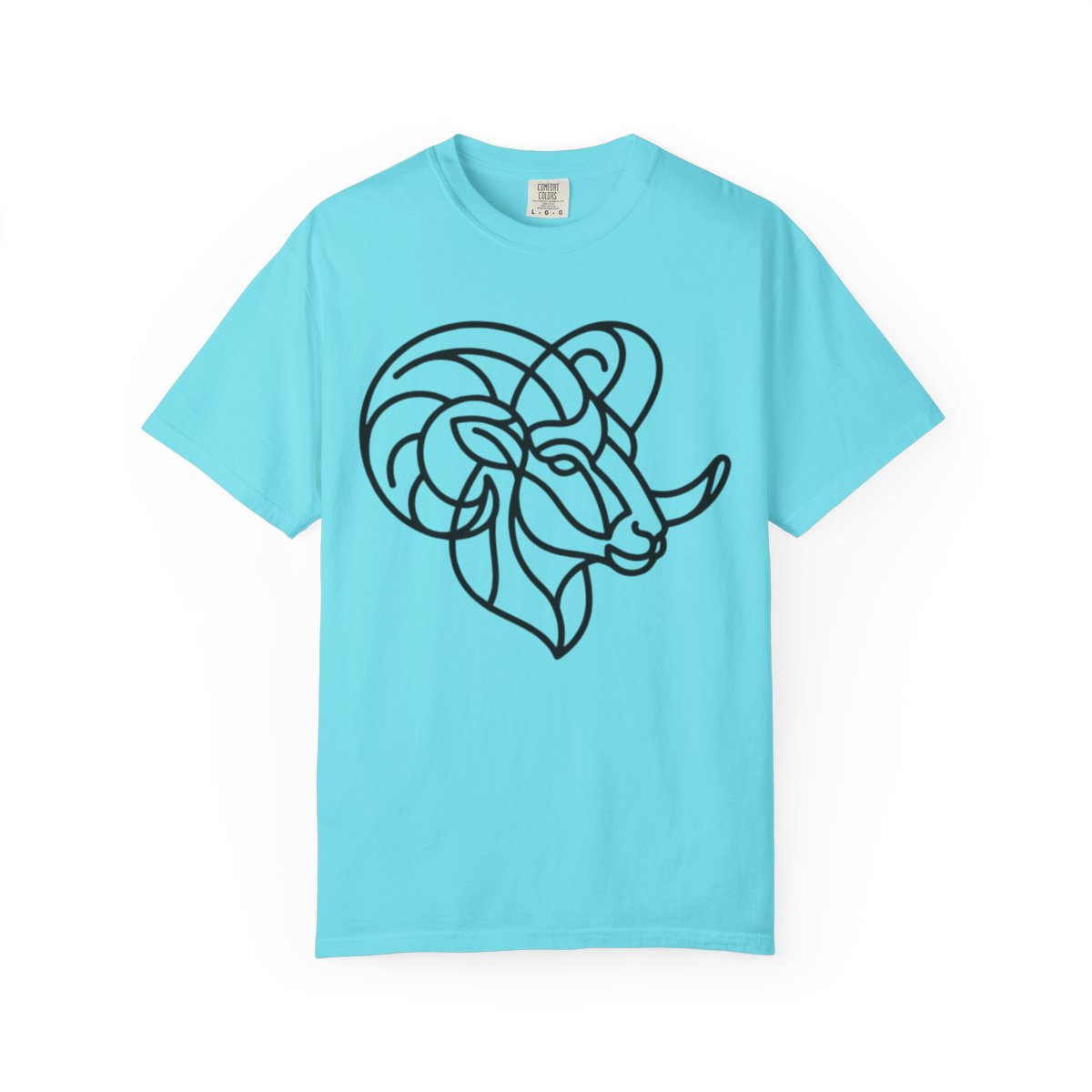Color: Lagoon Blue | Aries The Minimalist Ram Unisex Garment-Dyed Tee