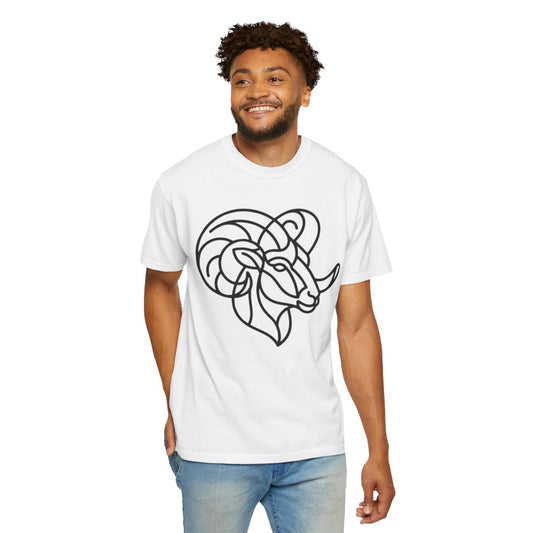 Color: White | Aries The Minimalist Ram Unisex Garment-Dyed Tee