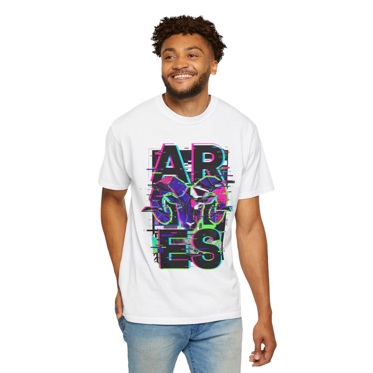 Color: White | Aries Unisex Garment-Dyed Tee
