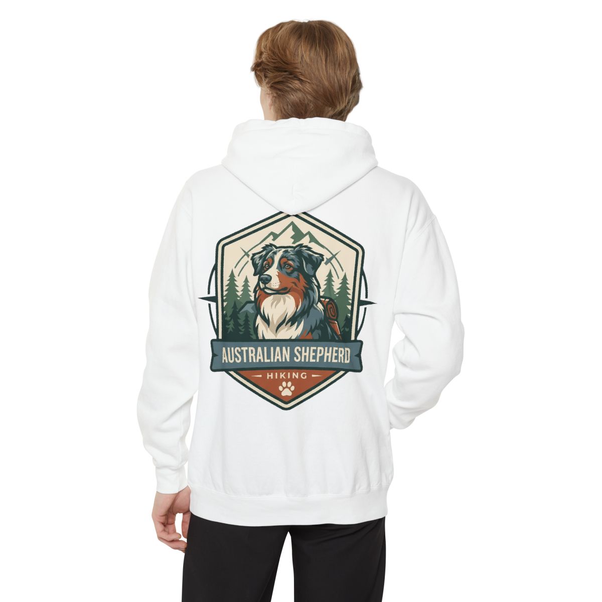 Color: White | Australian Sheperd Garment-Dyed Hoodie