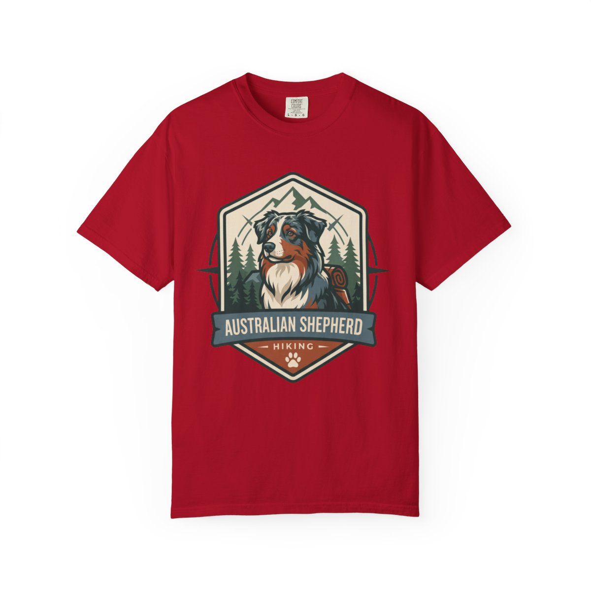 Color: Red | Australian Sheperd Unisex Garment-Dyed Tee