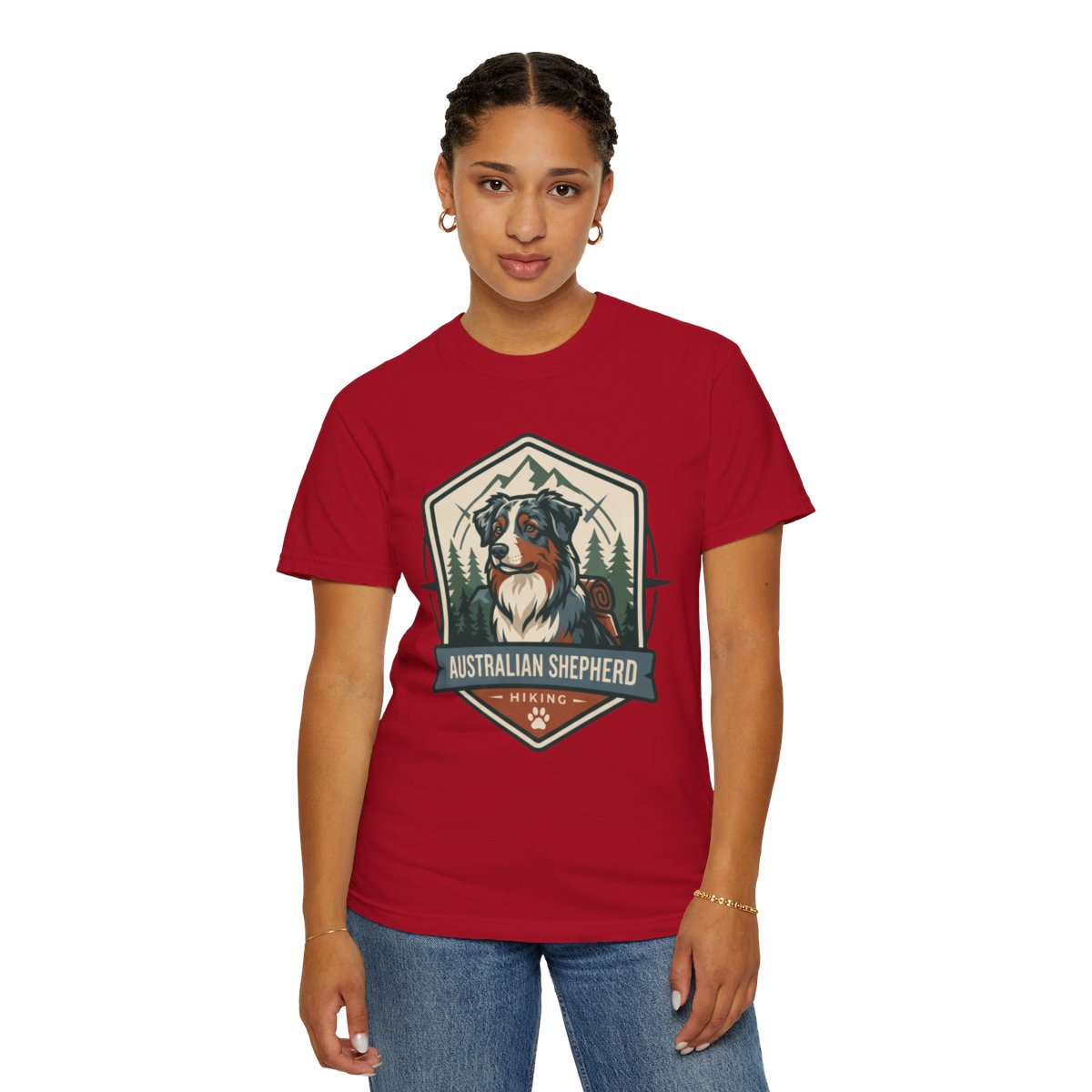 Color: Red | Australian Sheperd Unisex Garment-Dyed Tee