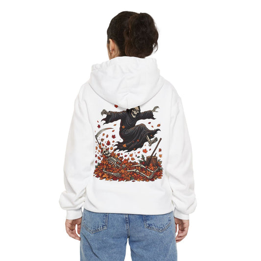 Color: White | Autumn Death Garment-Dyed Hoodie