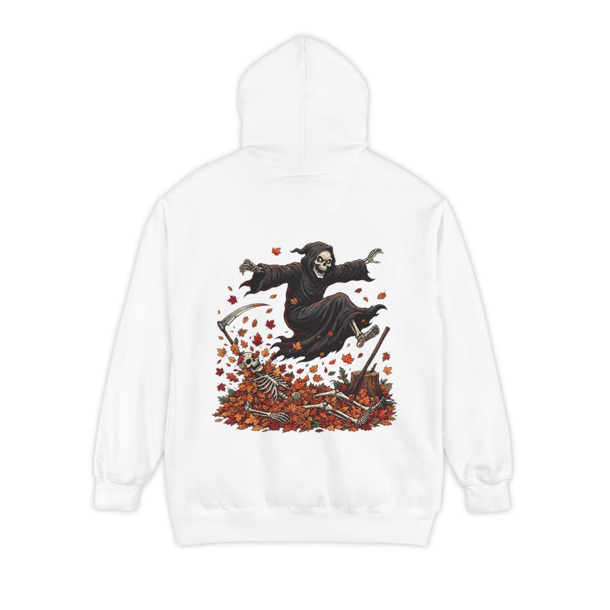 Color: White | Autumn Death Garment-Dyed Hoodie