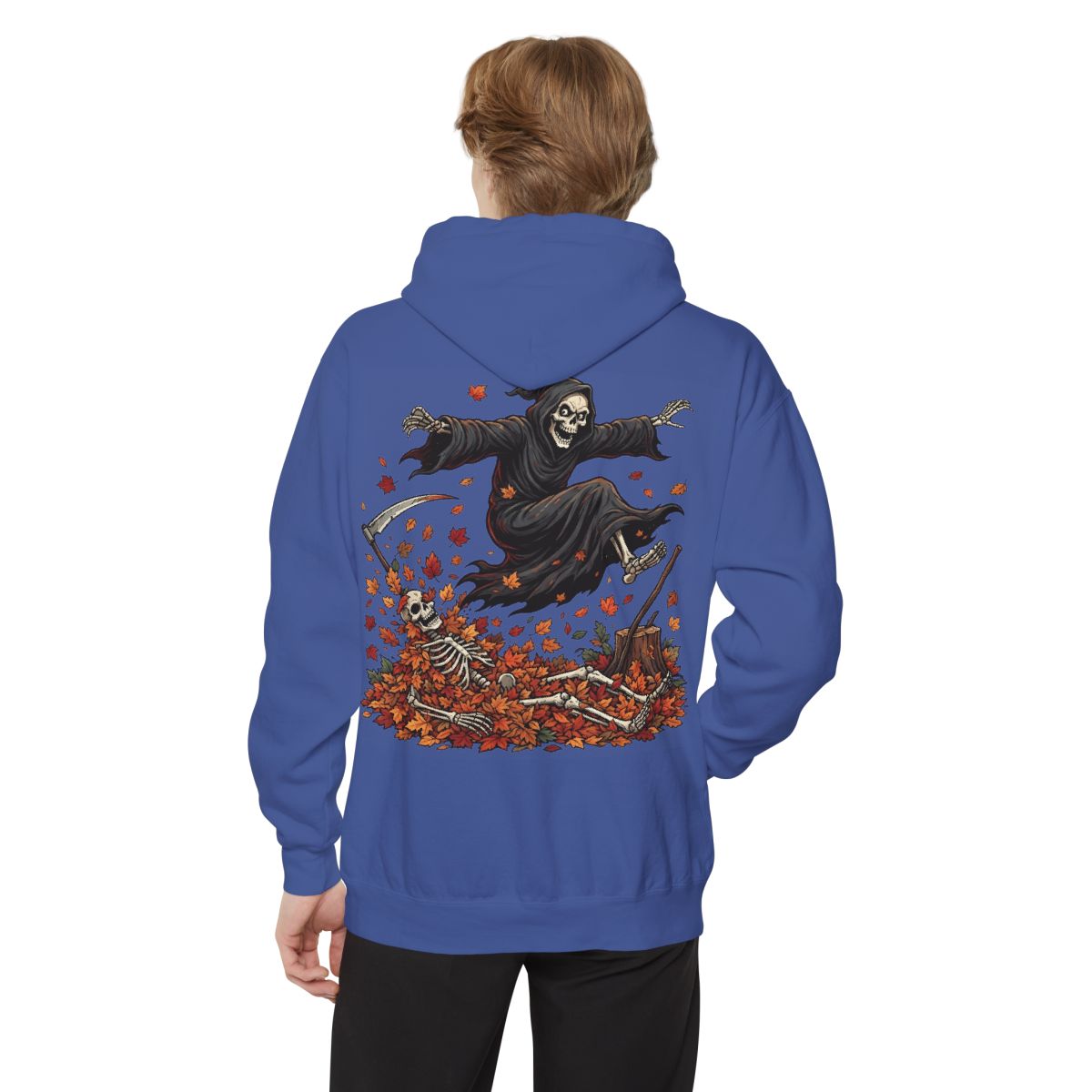 Color: Flo Blue | Autumn Death Garment-Dyed Hoodie