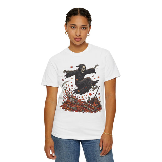 Color: White | Autumn Death Unisex Garment-Dyed Tee