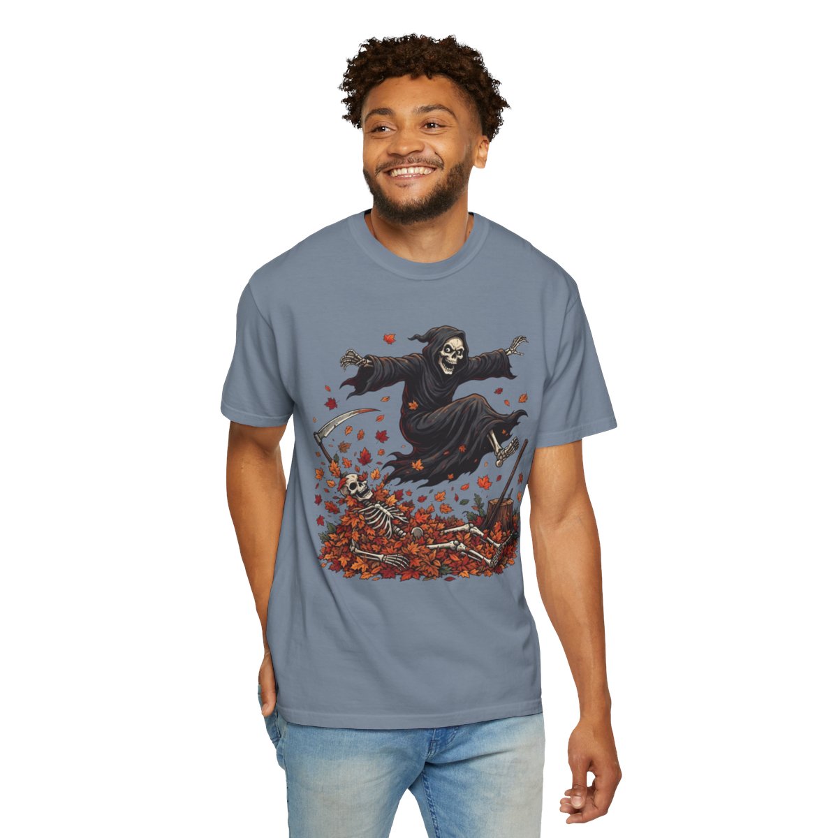 Color: Blue Jean | Autumn Death Unisex Garment-Dyed Tee