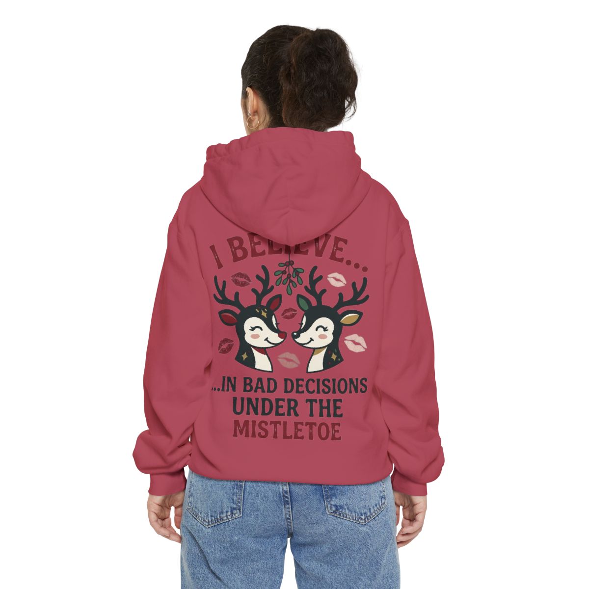 Color: Crimson | Bad Decisions Under the Mistletoe Garment-Dyed Hoodie