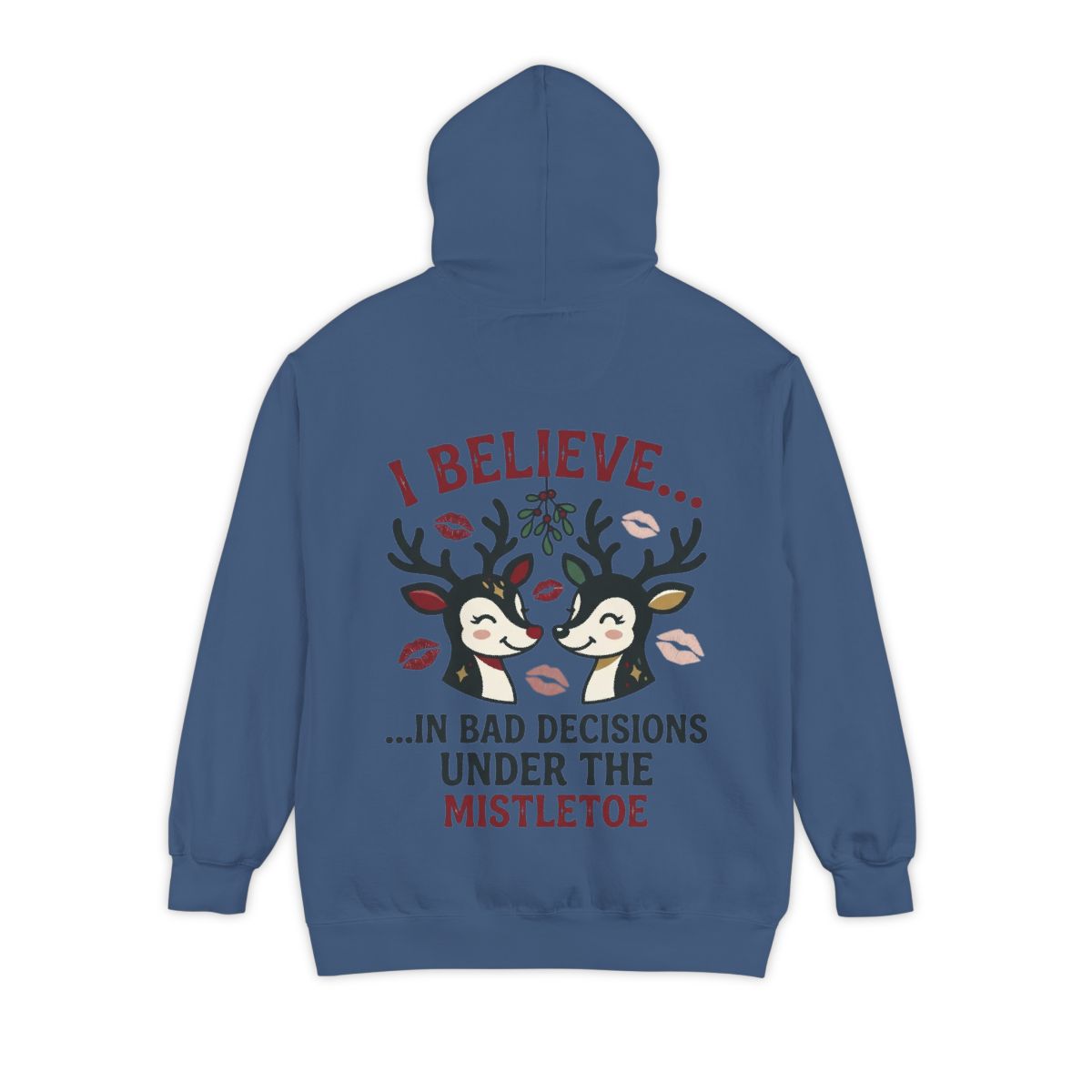 Color: True Navy | Bad Decisions Under the Mistletoe Garment-Dyed Hoodie