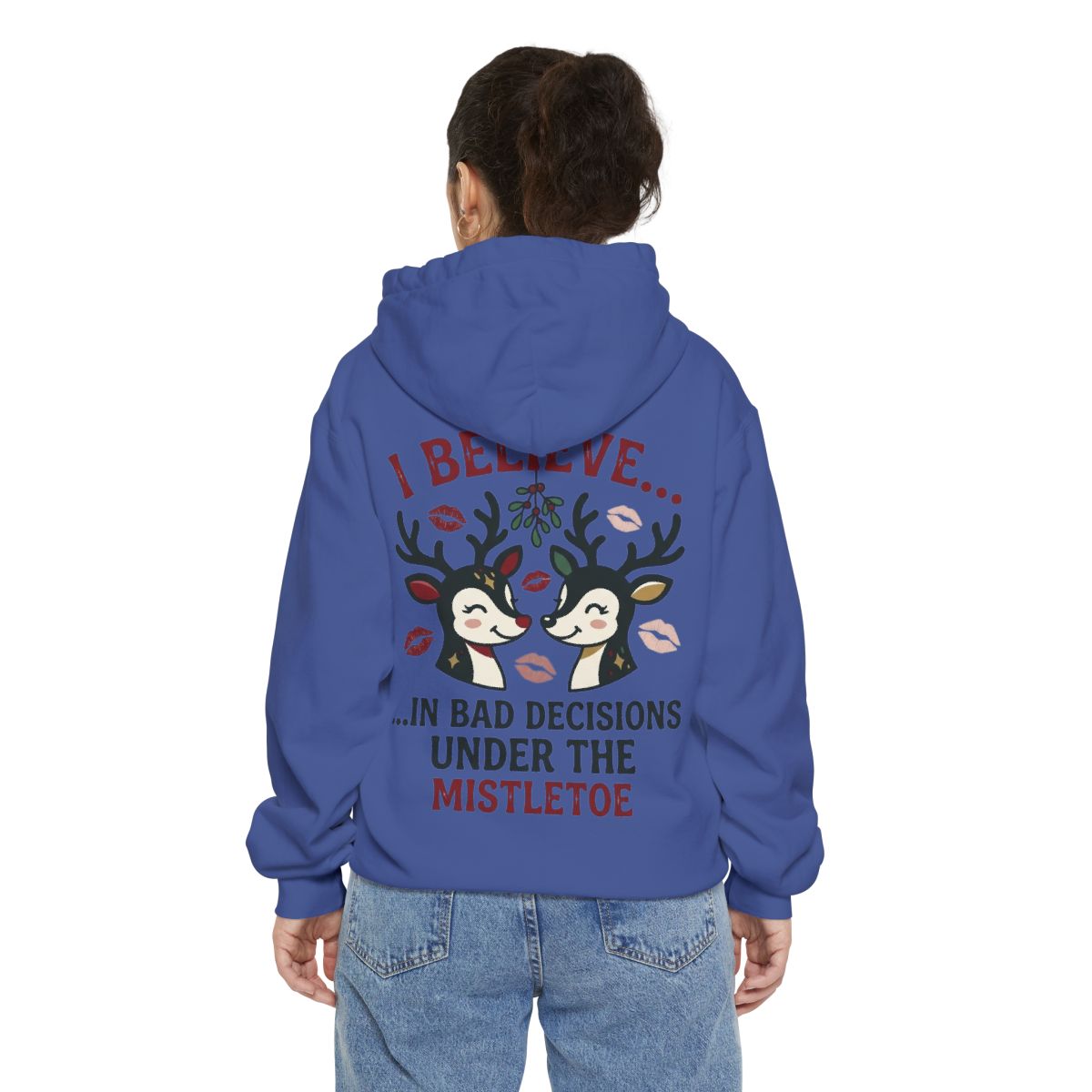 Color: Flo Blue | Bad Decisions Under the Mistletoe Garment-Dyed Hoodie