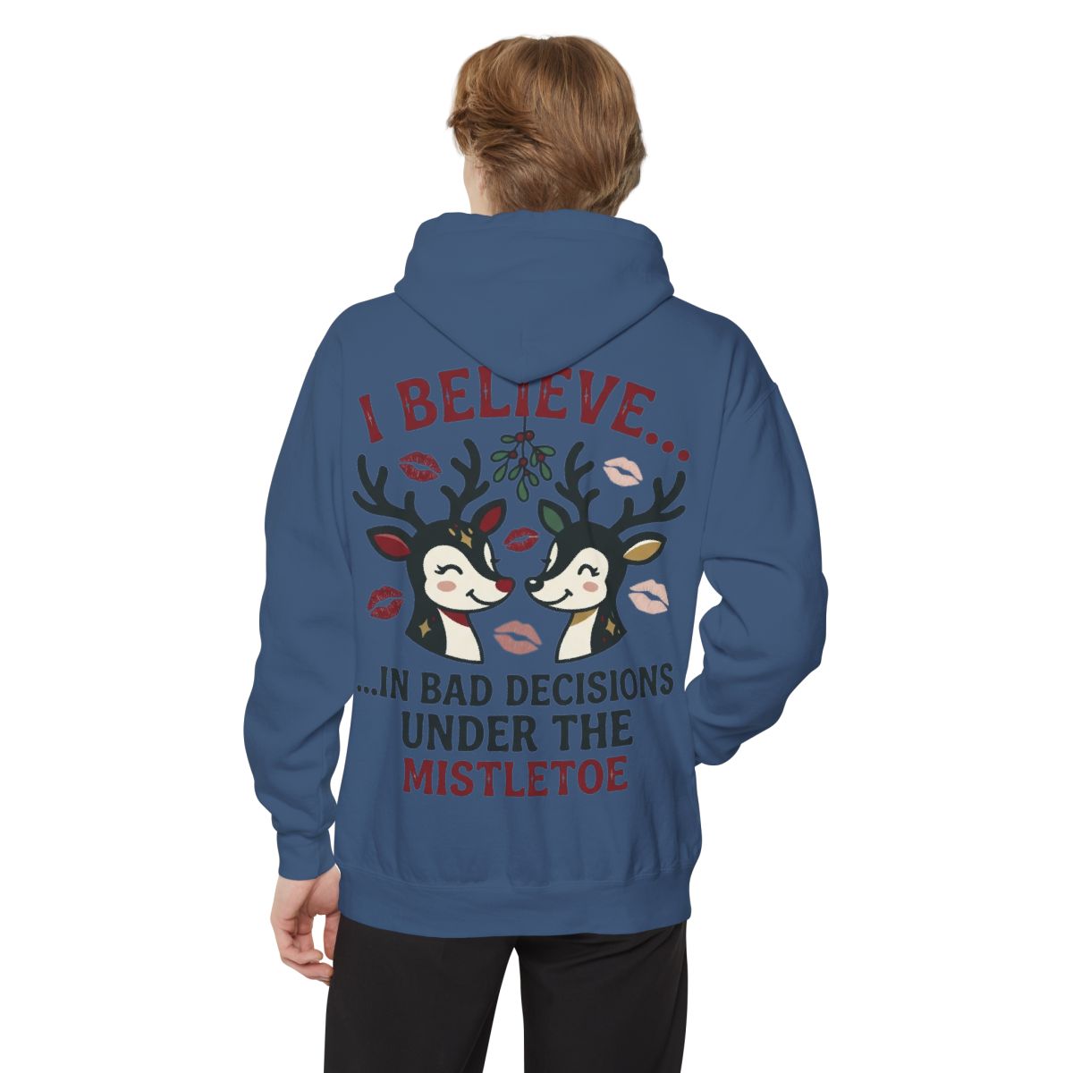 Color: True Navy | Bad Decisions Under the Mistletoe Garment-Dyed Hoodie