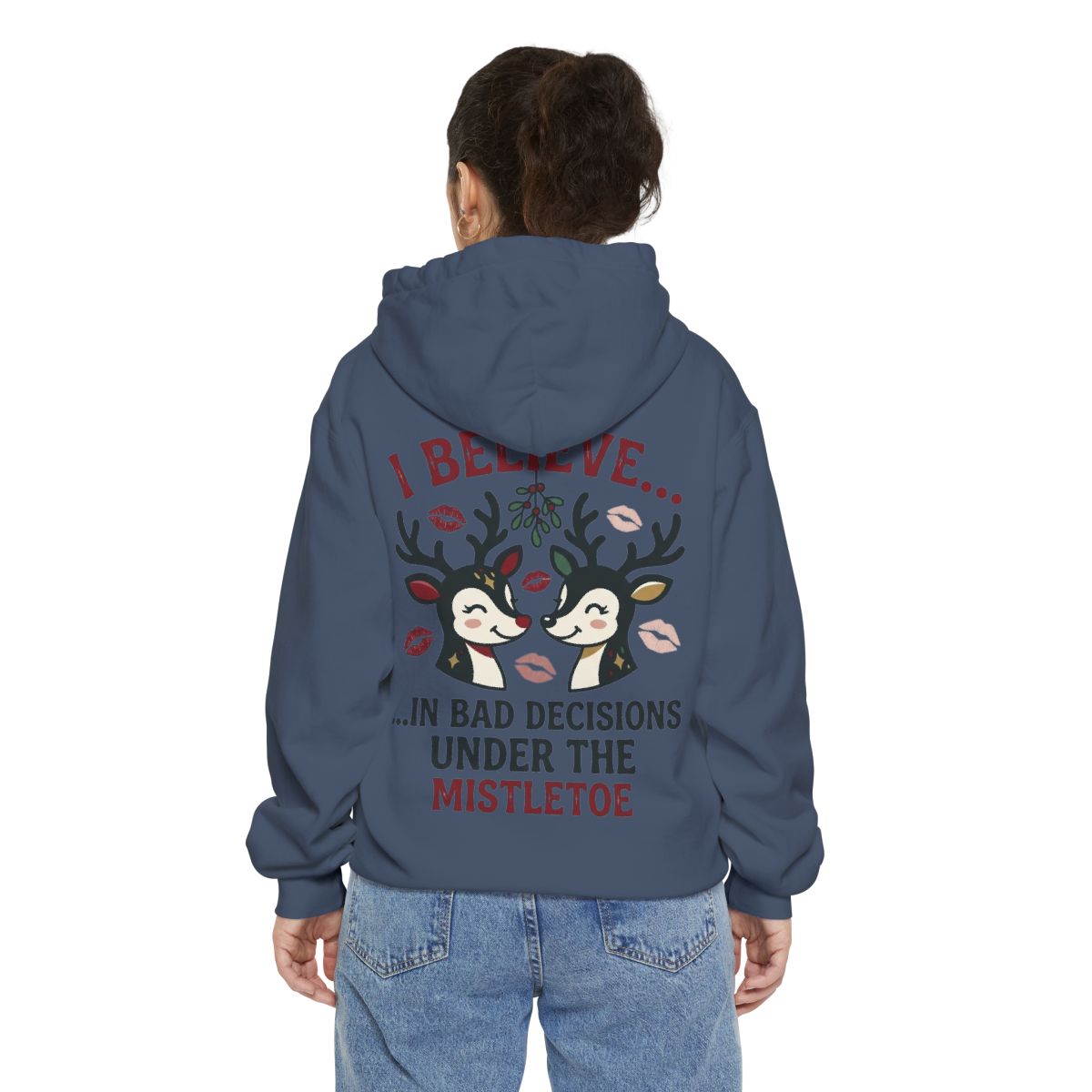 Color: Denim | Bad Decisions Under the Mistletoe Garment-Dyed Hoodie