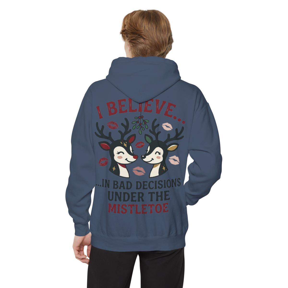 Color: Denim | Bad Decisions Under the Mistletoe Garment-Dyed Hoodie