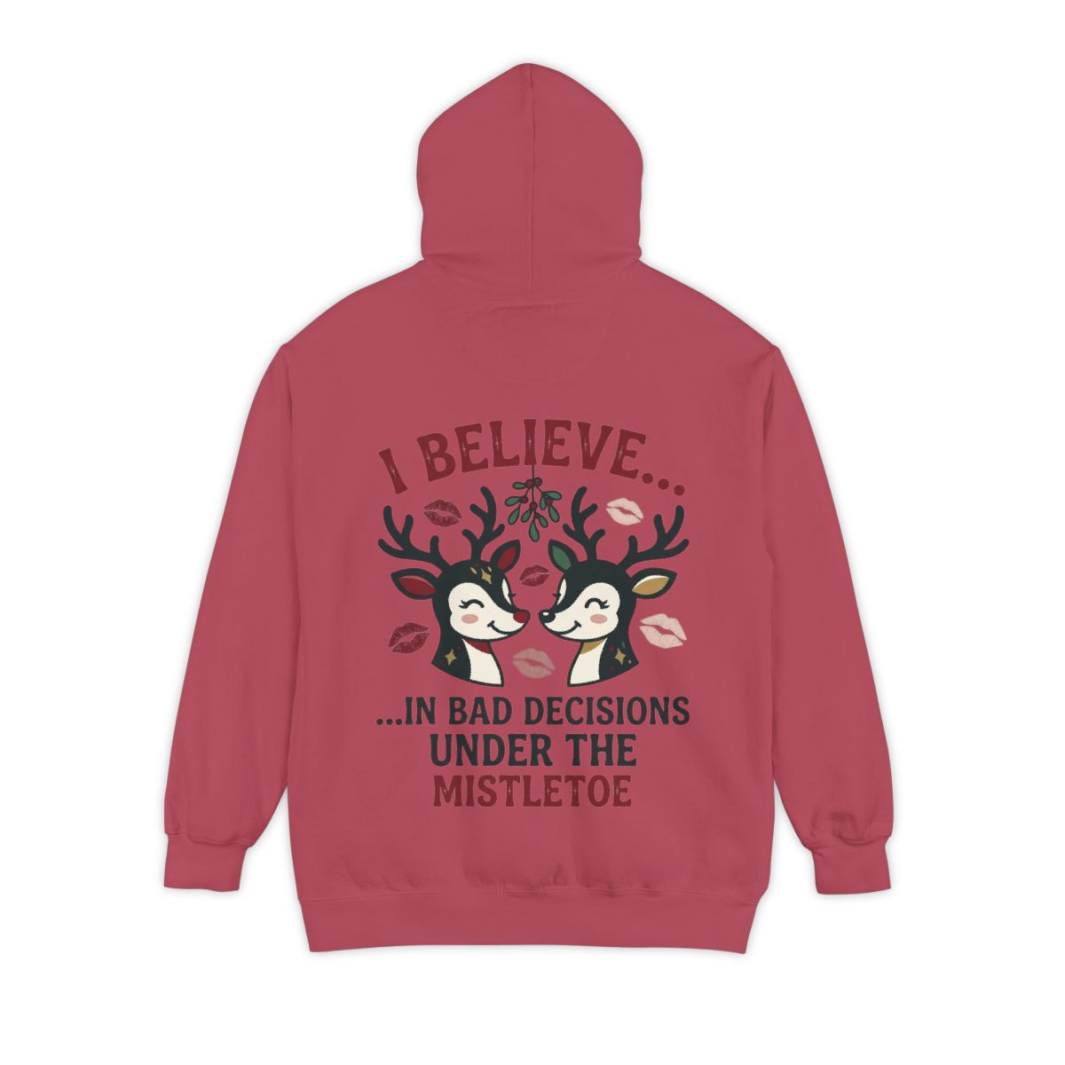 Color: Crimson | Bad Decisions Under the Mistletoe Garment-Dyed Hoodie