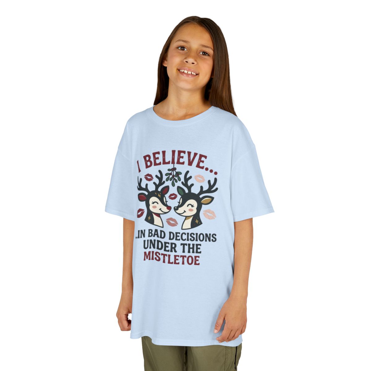 Color: Light Blue | Bad Decisions Under the Mistletoe Kids Tee