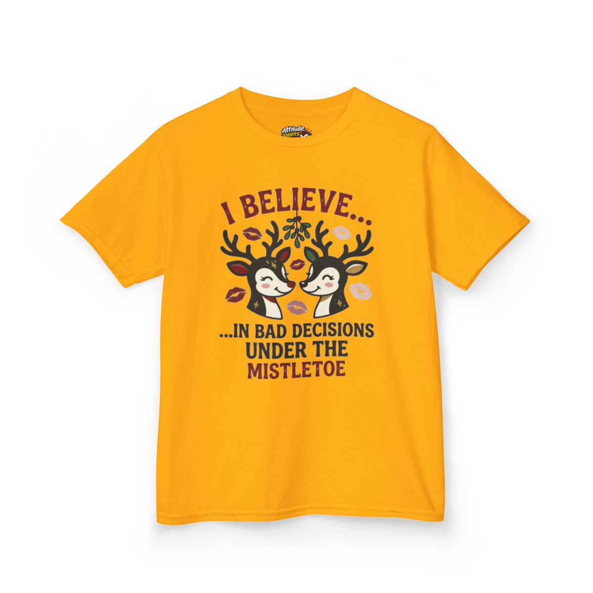 Color: Gold | Bad Decisions Under the Mistletoe Kids Tee