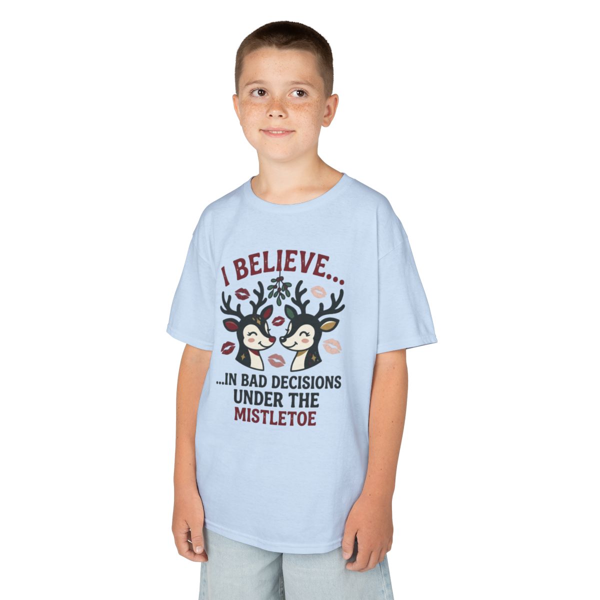 Color: Light Blue | Bad Decisions Under the Mistletoe Kids Tee