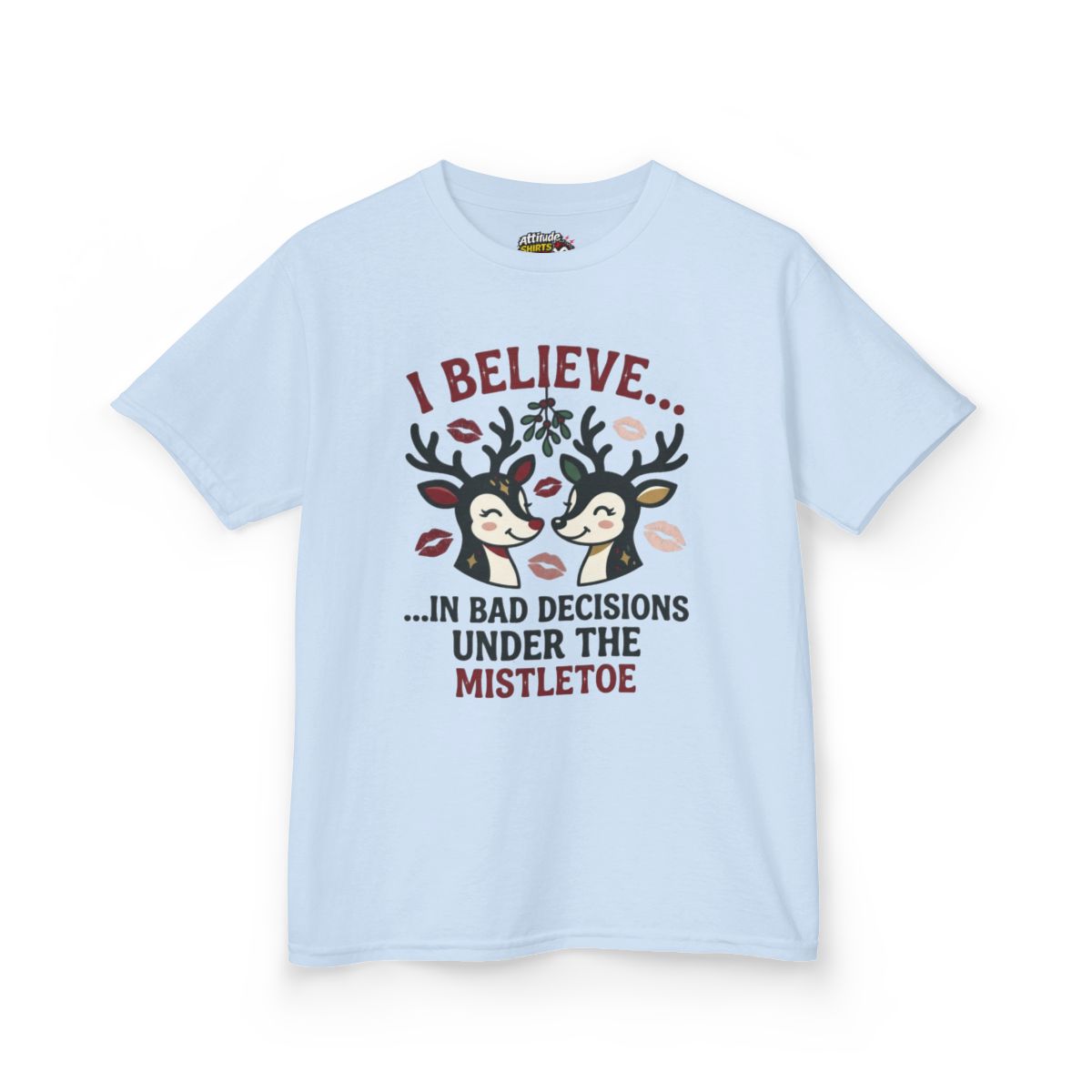 Color: Light Blue | Bad Decisions Under the Mistletoe Kids Tee