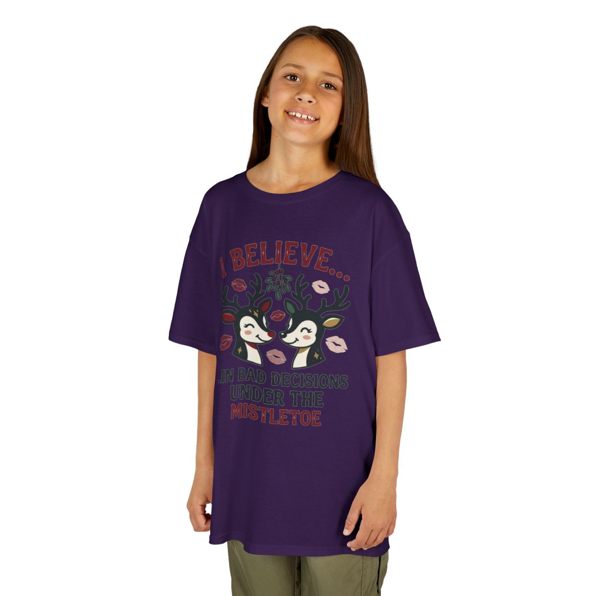 Color: Purple | Bad Decisions Under the Mistletoe Kids Tee