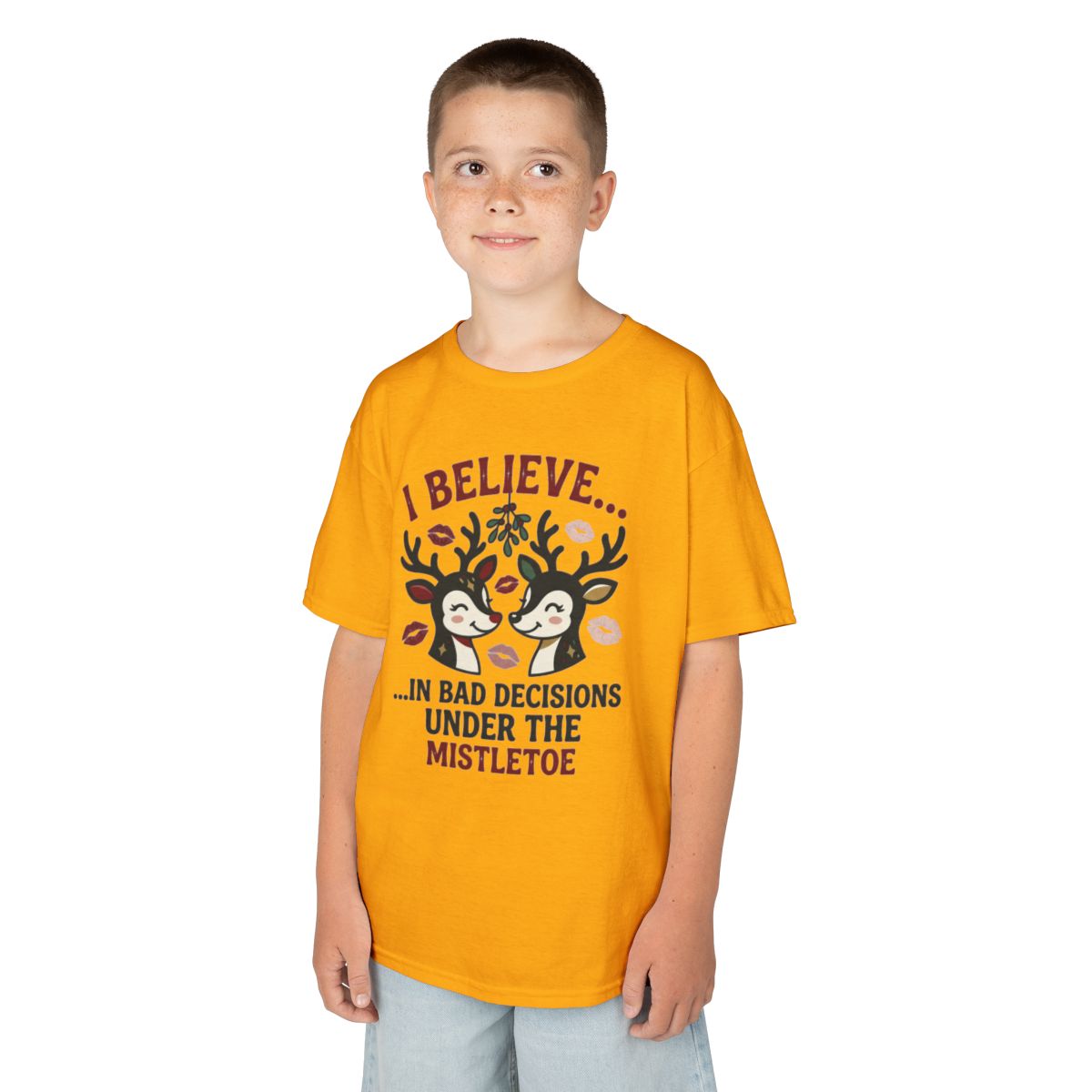 Color: Gold | Bad Decisions Under the Mistletoe Kids Tee