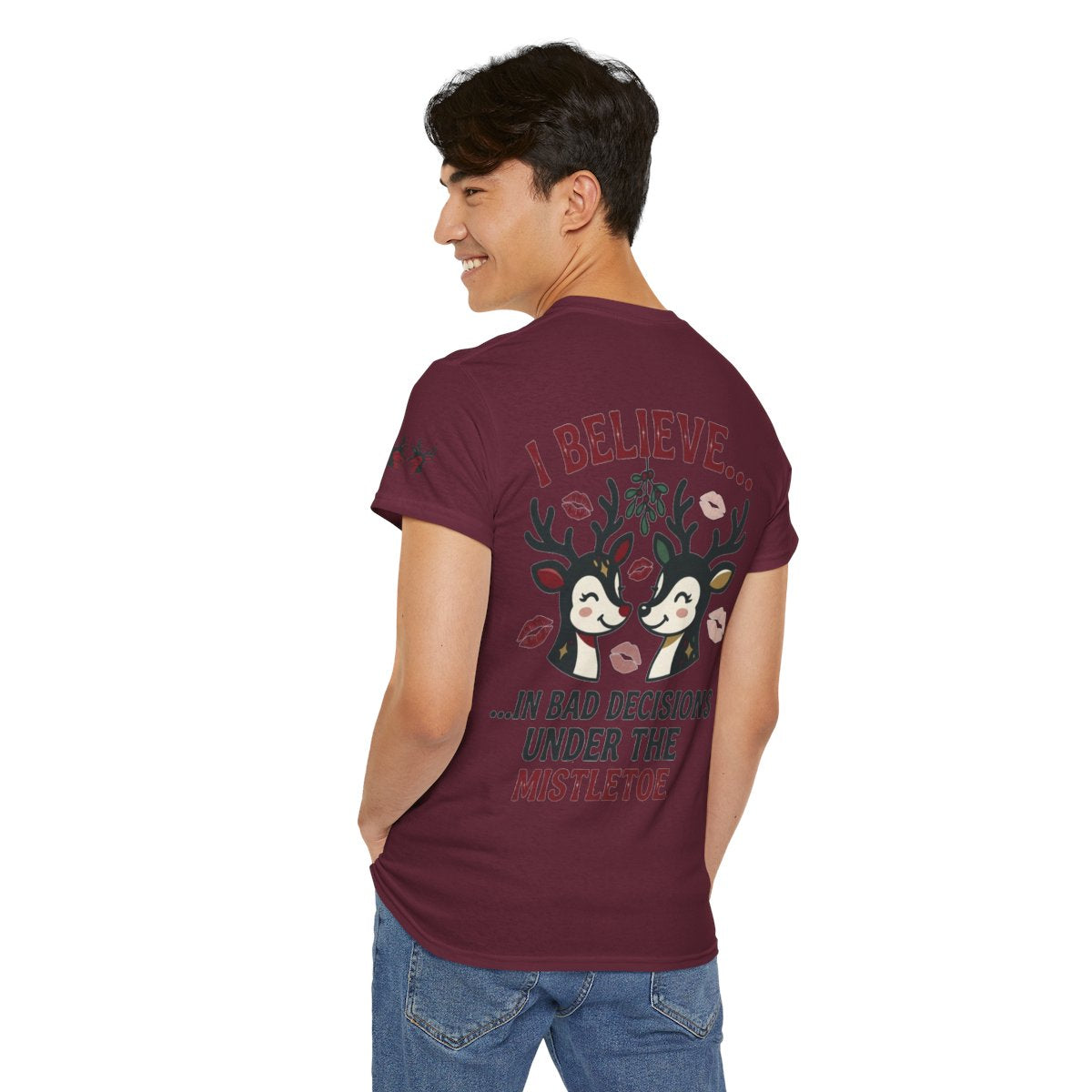 Color: Maroon | Bad Decisions Under the Mistletoe Premium Graphic Tee